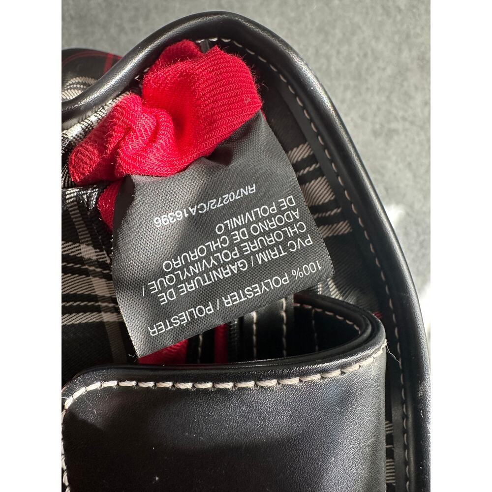 Tartan Plaid Top Handle Satchel Tote Trim Black Red - Picture 12 of 12
